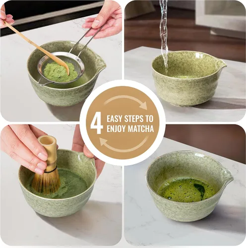 Vista 7 de Juego de batidor de matcha, batidor de vidrio, kit de fabricación de matcha (soporte Chasen), soporte para batidor de vidrio, cuchara de bambú