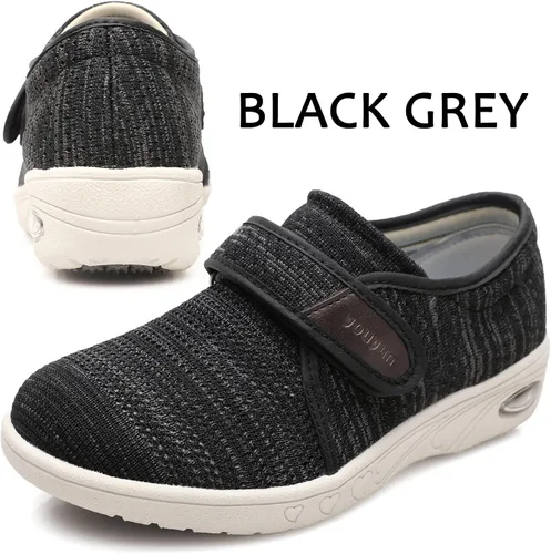 Vista 2 de youyun Zapatos para diabéticos para mujer de ancho X-ancho para mujeres mayores, cierre ajustable, transpirables, ligeros, antideslizantes para pies