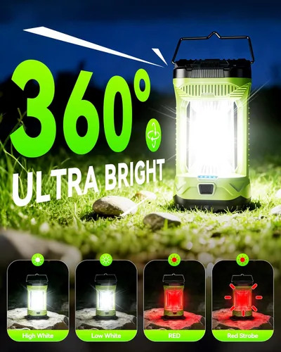 Vista 2 de AlpsWolf Linterna de Campamento Recargable, Linterna LED de 4000mAh para Cortes de Energía, Linterna de Campamento Super Brillante Portátil