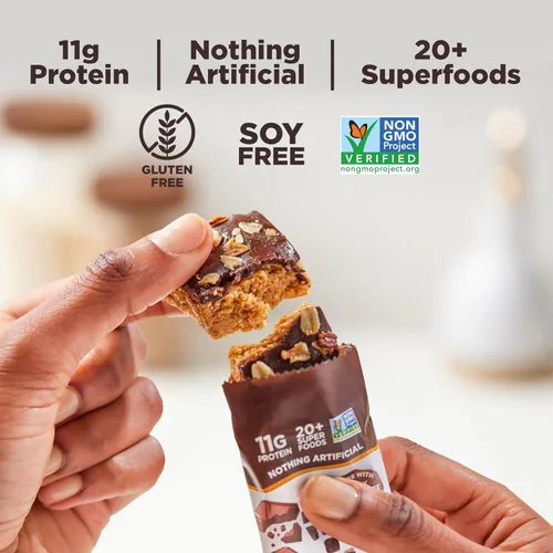 Vista 4 de Perfect Bar Choco Crisp, Barra de Proteína de Chocolate Oscuro con Mantequilla de Nueces, Snack de Proteína, Sin Gluten, Sin Soja, Sin OMG, Sin