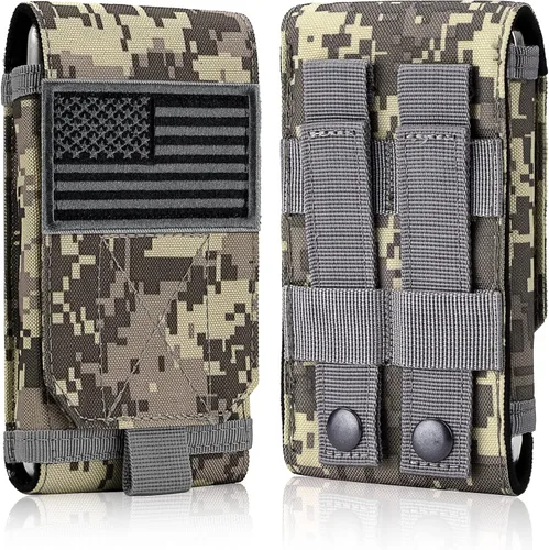 Vista 15 de Funda Táctica Molle para Teléfono, Funda de Cinturón con Asa de Bucle Resistente con Parche de Bandera para iPhone 17 Pro Max/Air/17 Pro/17/16 Pro