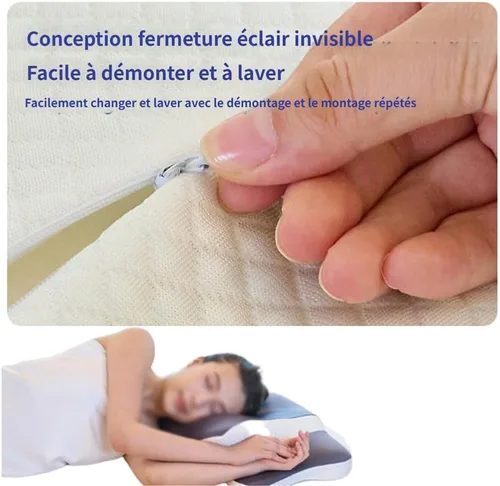 Vista 3 de Almohada ortopédica ergonómica para dolor de cuello y hombros, almohada cervical de espuma viscoelástica para dolor de cuello, color negro, 1 unidad