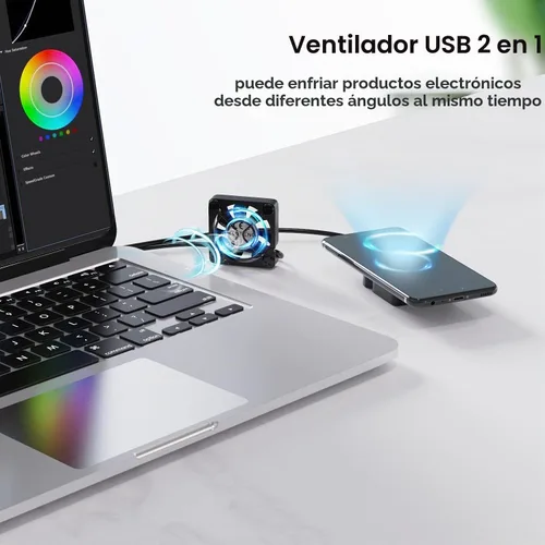 Vista 3 de ELUTENG Ventilador USB dual de 1.575 in con 3 velocidades ajustables 5 V