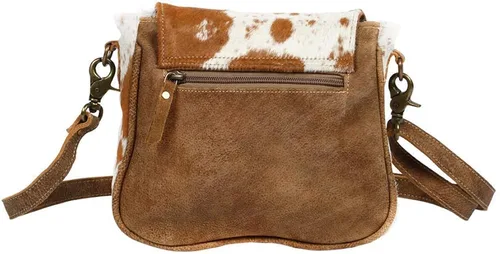 Vista 3 de Myra Bag Solapa sobre cuero de vaca y cuero pequeño Crossbody Bag S-1215