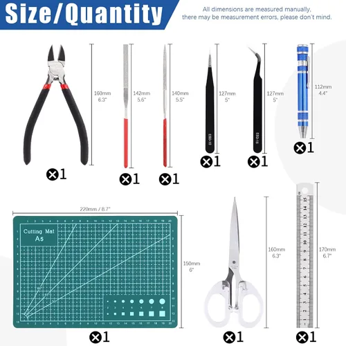 Vista 2 de Glarks Kit de herramientas de modelo, 39 piezas, herramientas de construcción de modelos, herramientas de modelado, herramientas básicas, kit