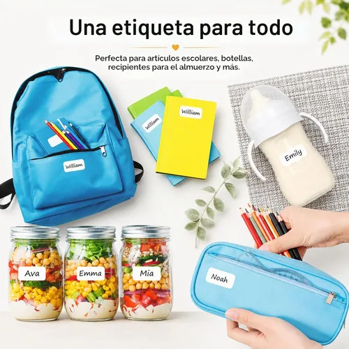 Vista 5 de Etiquetas de ropa para niños multiusos sin planchar, etiquetas de tela autoadhesivas para campamento, escuela, guardería, cuidado de enfermería