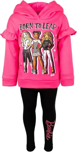 Vista 6 de Conjunto de sudadera con capucha de forro polar y leggings para niñas Barbie, desde niños pequeños hasta niños grandes (2T - 18-20)