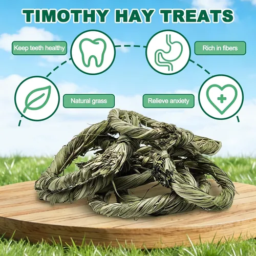 Vista 3 de Conejo Timothy - Juguete de heno natural para masticar, juguetes de hierba para masticar, animales pequeños, golosinas para masticar conejo, conejo
