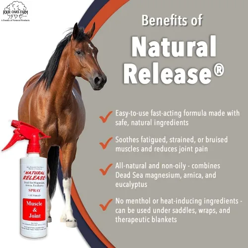 Vista 3 de Four Oaks Farm Ventures, Tratamiento en aerosol muscular de liberación natural, linimento de caballo para dolores musculares, dolor