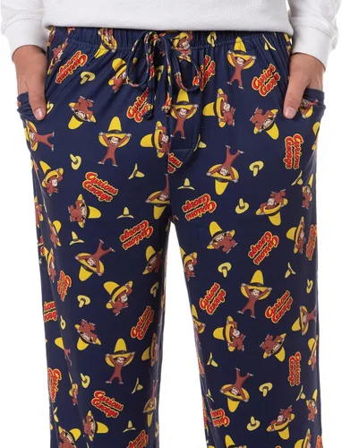 Vista 3 de INTIMO Curious George - Pantalones de pijama con estampado de sombrero amarillo para hombre Jorge curioso