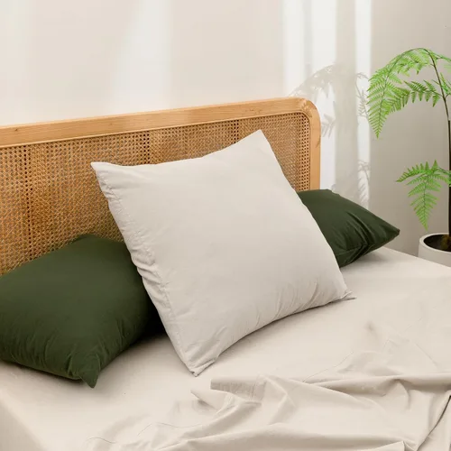 Vista 52 de BESTOUCH 100% Algodón Lavado Funda de Almohada para Cabello y Piel, Sensación de Lino, Suave, Cómoda, Transpirable, Juego de 2 Fundas de Almohada
