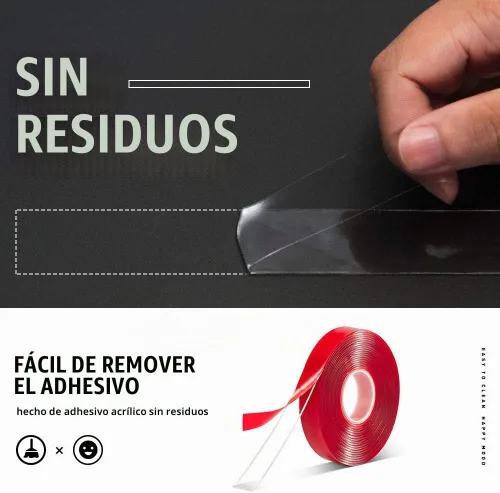 Vista 3 de VERSAF Cinta de Doble Cara Resistente - 1,27 cm x 3 m de Acrílico, Cinta Adhesiva Fuerte Extraíble de Doble Cara para Montaje, Transparente