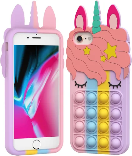 Vista 20 de Pop Case para iPhone 12/12 Pro, Funda de silicona con burbujas de gato negro afortunado de dibujos animados, brillo, estrellas, burbujas de arena