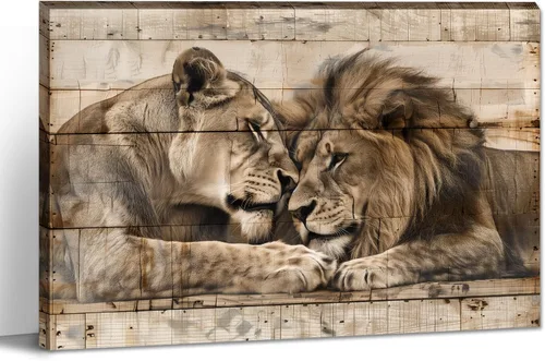 Vista 17 de LYUNSHUO Lienzo decorativo para pared, diseño de león y leona, animales en blanco y negro, imágenes de pareja, pintura abstracta de vida silvestre