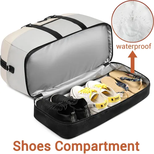 Vista 194 de IBFUN Bolsas de fin de semana para mujer, bolsa grande de lona para viaje, bolsa de viaje con compartimento para zapatos, 21 pulgadas, juego de 3