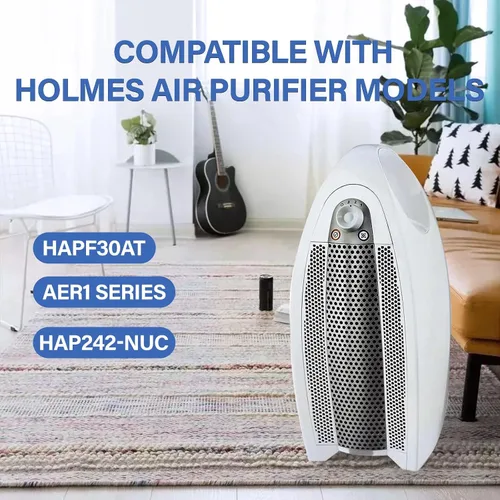 Vista 2 de Filtro de repuesto Aer1 para purificadores de aire Holmes AER1, 4 filtros de aire verdaderos + 8 filtros de refuerzo de carbono para piezas