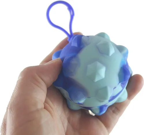 Vista 3 de Juego de 2 bolas de burbujas en clip – Bubble Poppers en bola Squeeze to Pop – Juguete de silicona Push Poke Bubble Wrap Fidget Toy – Presione