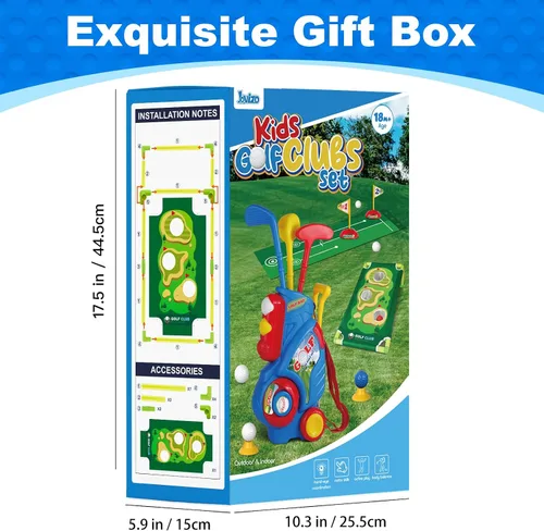 Vista 9 de Juego de Golf para Niños Pequeños para Niños y Niñas de 2 3 4 5 Años, Carrito de Golf Mejorado para Niños con Alfombrilla de Putting y Tablero