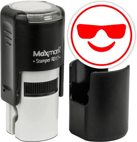Vista 44 de MaxMark Sello de Emoji Autoentintado Redondo - Enojada - Tinta Negra