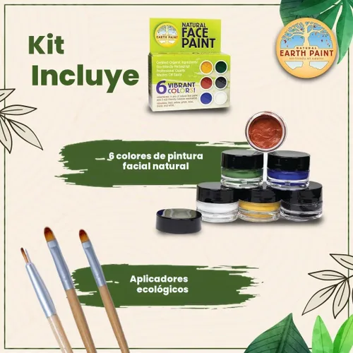 Vista 2 de EARTH PAINTS Kit de pintura facial natural, 7 colores, 1 unidad