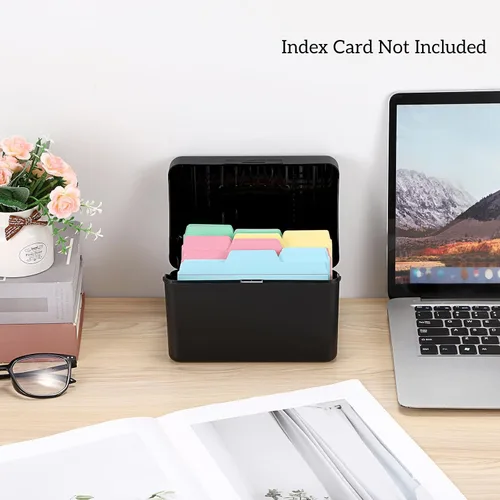 Vista 2 de BTSKY 1 Pack 4 x 6 inch Index Card Box-Index Card Holder Notecard Box Recipe Card Box Plastic Storage Organizer for Filling Index Cards,Note cards