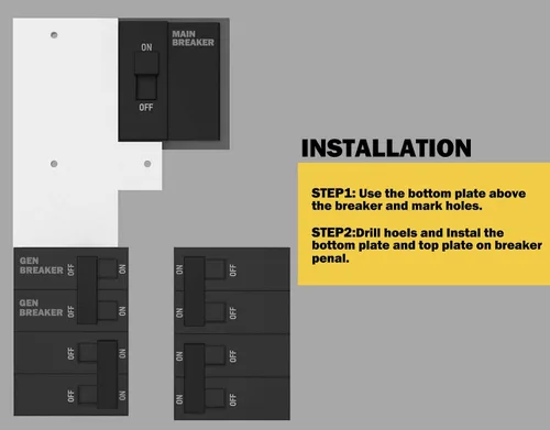 Vista 4 de Kit de enclavamiento para generador compatible con paneles de interruptor eléctrico general GE con una sola red vertical para un uso seguro