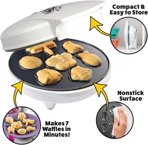 Vista 3 de The Original Creepy Crawly Bug Waffle Maker- 7 divertidos panqueques diferentes en forma de insectos, mariposa Lady Bug Bee y más, plancha eléctrica