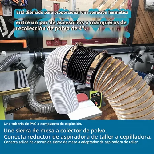 Vista 7 de Puertos de conector de manguera flexible de control de polvo de 4 pulgadas 70149 para manguera de recolección de polvo de carpintería de 4 pulgadas