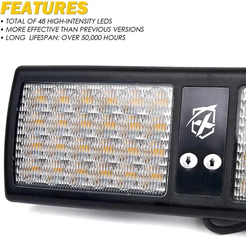 Vista 2 de Xprite - Luces estroboscópicas Amber de 48 LED para visor, luces interiores de parabrisas y protector solar, luces de advertencia de peligro