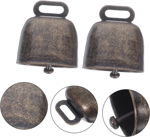 Vista 7 de Colgante de campana de vaca de metal manejado: 4pcs latón vaca caballo campana ovejas pastando campanas de cobre ganado granja animal fuerte bronce