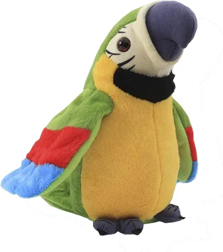 Vista 7 de Loro parlante de guacamayo repite lo que dices, juguete de peluche de disco electrónico, animado pájaro agitado, alas que hablan, loro