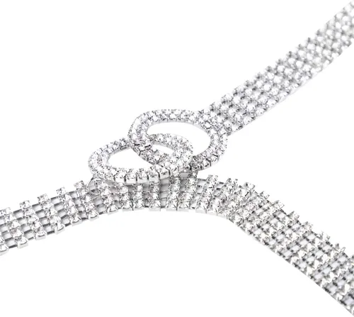 Vista 4 de LALA IKAI Cinturón de diamantes de imitación de cristal para mujer, cadena brillante con cinturón de doble junta tórica