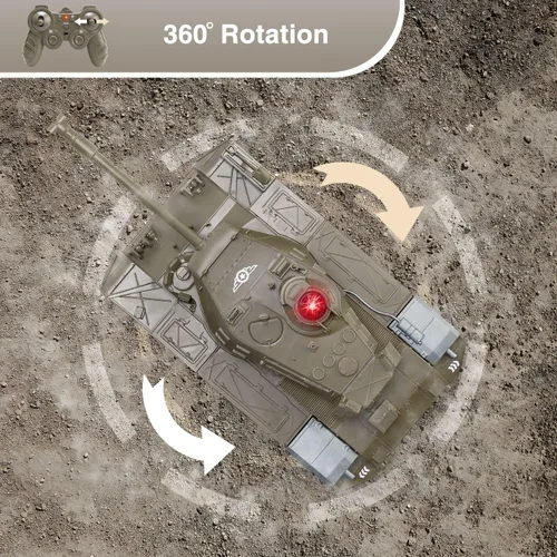 Vista 5 de Tanque de Control Remoto para Niños, M41A3 Tanque de Batalla del Ejército Americano Programable RC con Luces y Sonidos Realistas, Vehículos RC