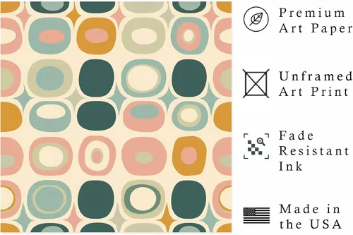Vista 2 de Ethan Taylor Abstract Wall Art Prints Unframed Square Posters 'Retro 70s Hippie Groovy Pattern XII' Retro Home Décor for Living Room, Bedroom