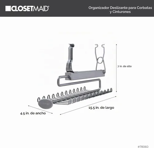 Vista 2 de ClosetMaid 78060 Corbata deslizante y estante de cinturón para estantería de alambre