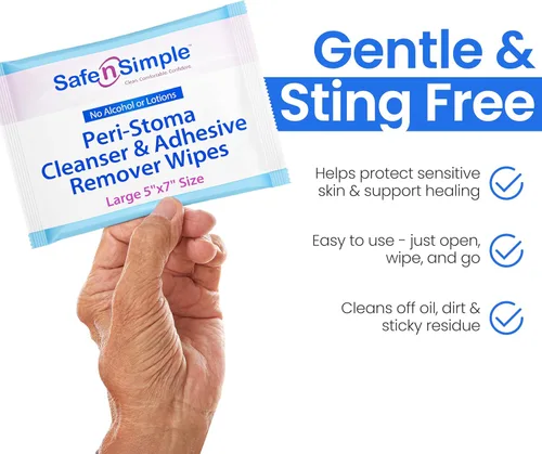 Vista 6 de Safe n' Simple Removedor de adhesivo para piel, 5 x 7 pulgadas, 50 toallitas eliminadoras de adhesivo de estoma, toallitas sin alcohol para pieles