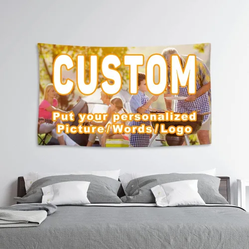 Vista 19 de KafePross Tapiz personalizado para colgar en la pared, 30 x 30 pulgadas, personaliza tu imagen, texto, dormitorio, pancarta para dormitorio