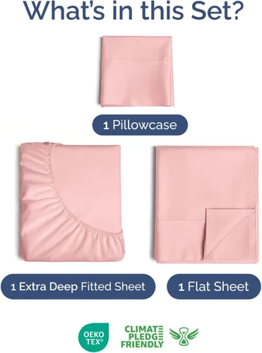 Vista 681 de Extra Deep Twin XL Sheet Set - 3 Piece College Dorm Room - White 01-Blanco