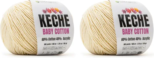 Vista 116 de Keche Hilo de Algodón, 60% Algodón 40% Hilo Acrílico, Hilo de Algodón Suave para Crochet y Tejer, Hilo Amigurumi 1 Madeja/Bola 1.76 Oz (50g) / 180