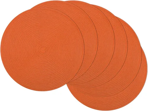 Vista 89 de SHACOS Juego de 4 manteles individuales redondos lavables de 15 pulgadas, de algodón, poliéster, trenzados, para mesa de comedor, boda, decoración