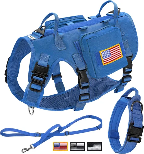 Vista 16 de Forestpaw Arnés táctico para perros grandes, collar táctico para perro con correa elástica, arnés militar para perro sin tirones para entrenamiento
