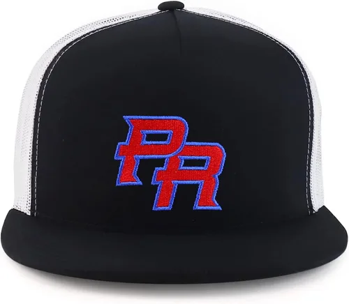 Vista 2 de Trendy Apparel Shop Gorra de malla bordada de 5 paneles para camionero de Puerto Rico PR