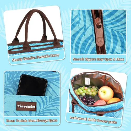Vista 5 de Tirrinia Bolsas de almuerzo para mujeres y hombres, bonita bolsa de almuerzo aislada para mujeres, lonchera a prueba de fugas a prueba de fugas