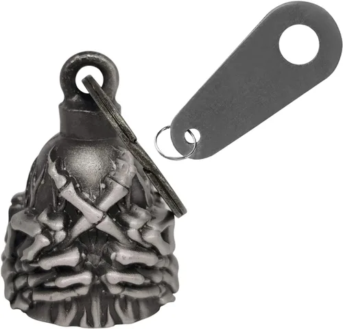 Vista 17 de Campana de motocicleta con colgador para motociclista, campanas de motociclista de buena suerte y accesorios de motocicleta, campana de la suerte