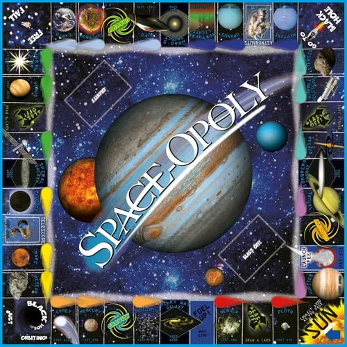 Vista 4 de Late for The Sky Space-Opoly Space Adventure - Juego de mesa para familias, 2 a 6 jugadores, a partir de 8 años, juego de fiesta de estrategia