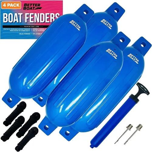 Vista 8 de Better Boat Boat Fenders for Docking, 23" x 6.5" Inflatable Black Boat Bumpers with Pump and Lines, Dock Bumpers for Pontoon Boats