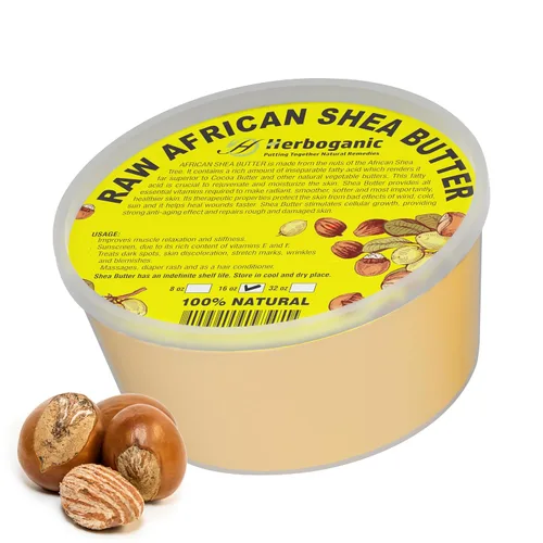 Vista 11 de HERBOGANIC Manteca de karité africana pura cruda orgánica, marfil blanco 100% natural sin refinar Para cuerpo y cabello cuero cabelludo sin OMG