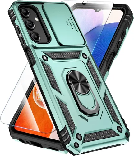 Vista 27 de SunStory Funda compatible con Samsung Galaxy A17 5G con protector de pantalla HD, cubierta de cámara deslizante y soporte de anillo giratorio, a