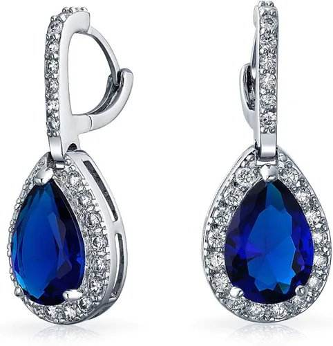 Vista 4 de Bridal Jewelry Set 7-15 CT Vintage Style Halo Cubic Zirconia AAA CZ Huggie Pierced Snap Drop Teardrop Screw Back Clip On Earrings For Women Prom