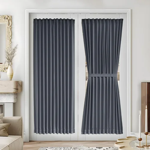 Vista 45 de Vatge Cortinas laterales autoadhesivas para puertas de cristal, sin taladro, extraíble, panel de filtrado de luz, 1 panel, 12 pulgadas de ancho x 60